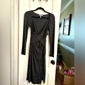 BCBGeneration Long Sleeve Midi Dress in Charcoal Gray